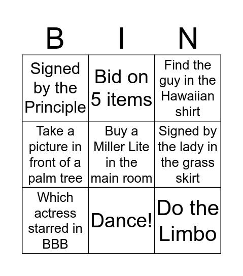 Beach Blanket Bingo Card