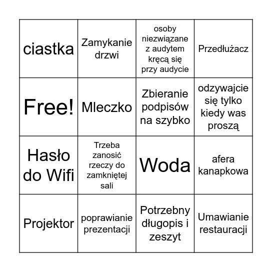 Audytowe bingo Card