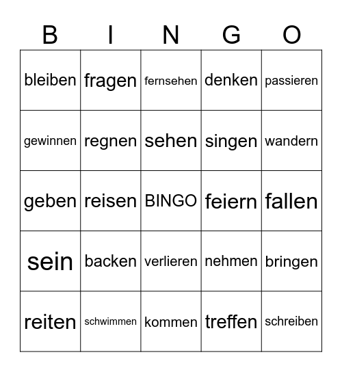 Perfekt Bingo Card