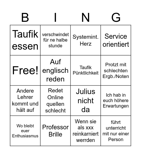 Klimkeit Bingo Card
