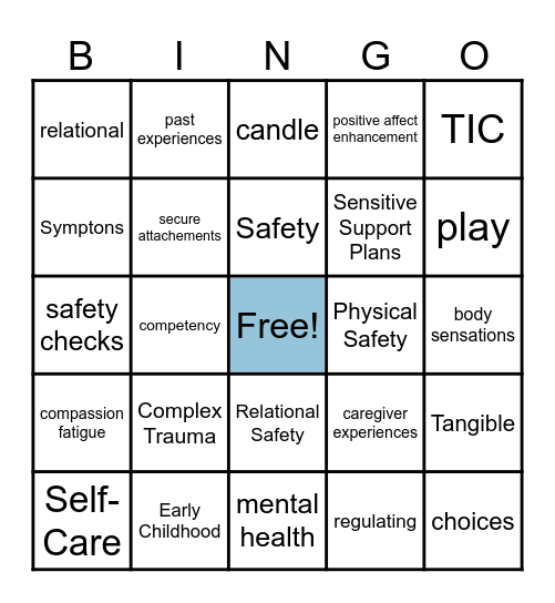 Complex Trauma in Early Childhood Bingo Card