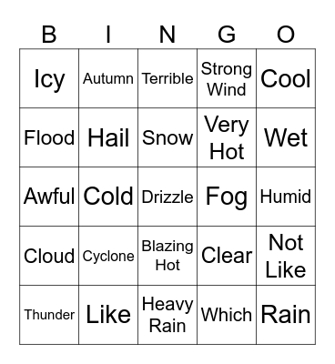 Weather Bingo Card
