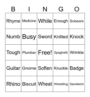 Night of the Ghost Bingo Card