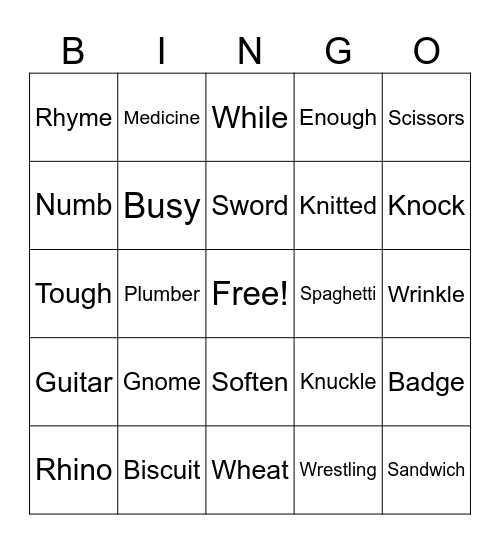Night of the Ghost Bingo Card