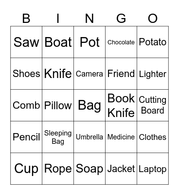 Island Surival Bingo Card