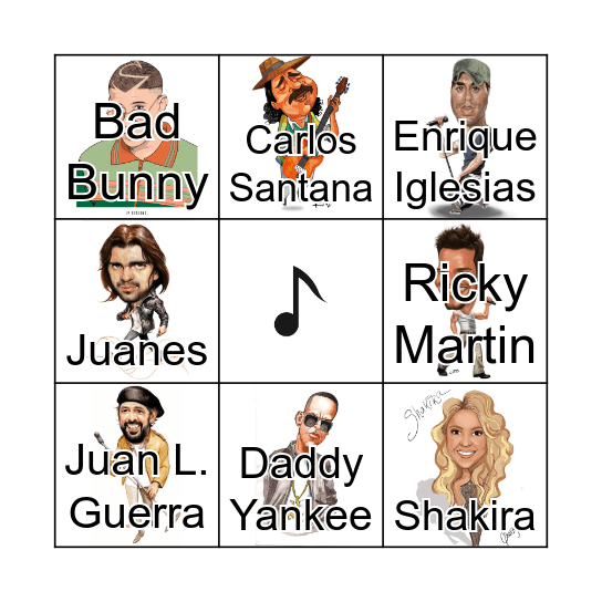 Hispanic Musicians Bingo Card