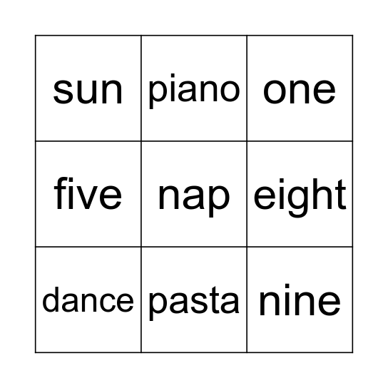 WOW - Unit 1 - Lesson 2 Bingo Card