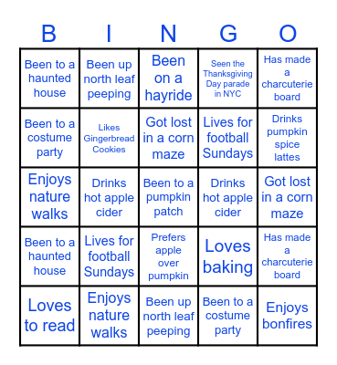 November Coaches' Meeting Bingo Card