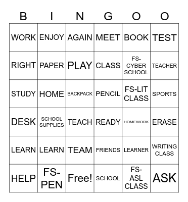 SCHOOL-RELATED SIGNS Bingo Card