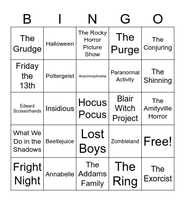 Halloween Bingo Card