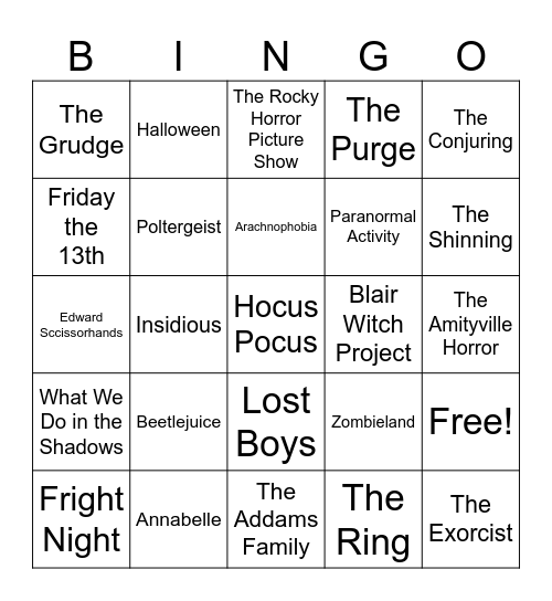 Halloween Bingo Card