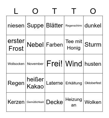 Herbst Bingo Card