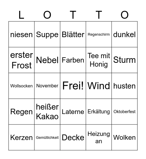 Herbst Bingo Card