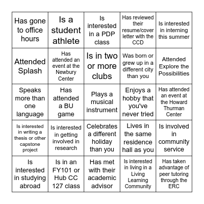 Find Someone Who... Bingo Card