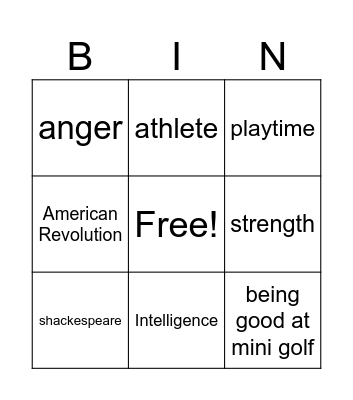 Allusions Bingo Card