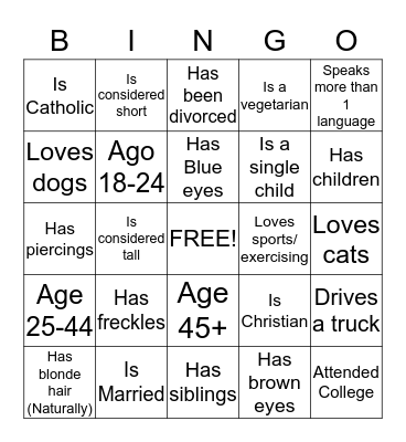 Diversity Bingo                                                            "The beauty of the world lies in the diversity of its people" Bingo Card