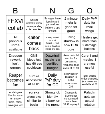 FFXIV FANFEST COPIUM Bingo Card