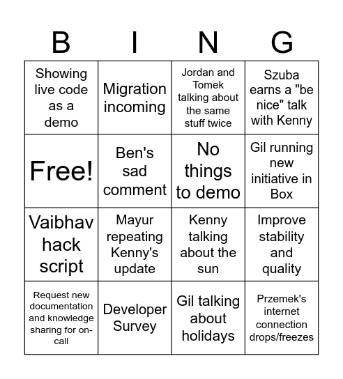 Demo Bingo Card