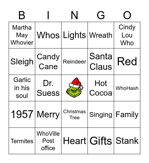 Grinch Bingo Card