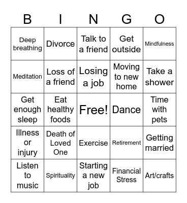 Stress Bingo Card