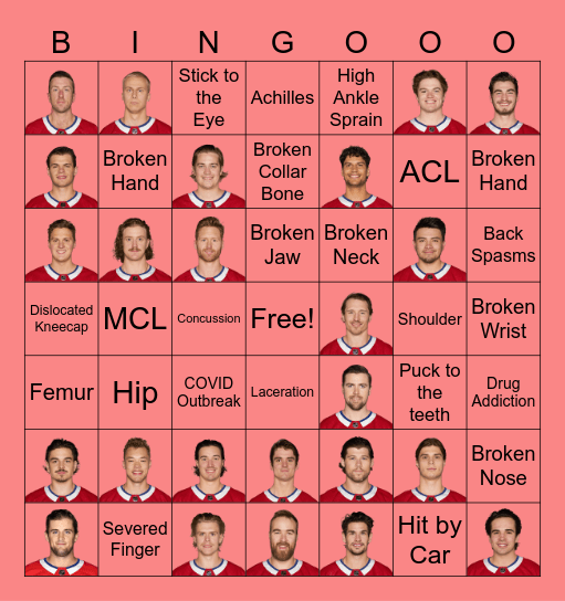 HABS INJURY WOES Bingo Card