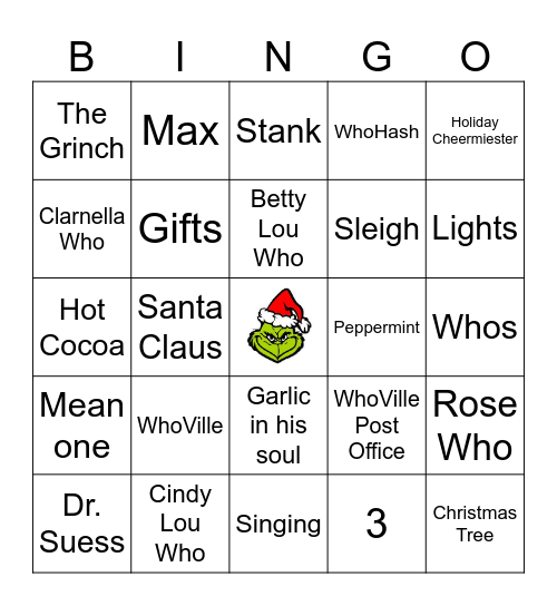 Grinch Bingo Card