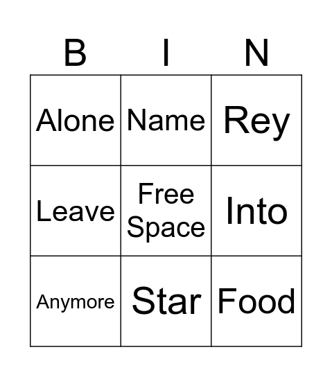 Small Group Bingo Card