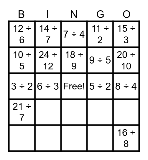 Decimal Bingo Card