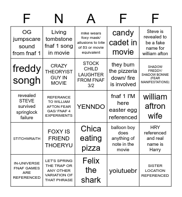 FNAC BINGO BARD Bingo Card