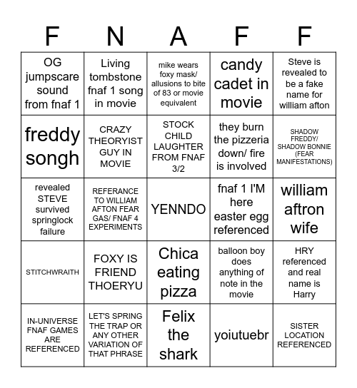 FNAC BINGO BARD Bingo Card