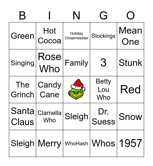 Grinch Bingo Card