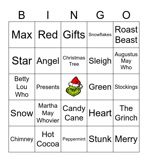 Grinch Bingo Card