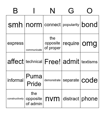 Issue 5 Bingo Card