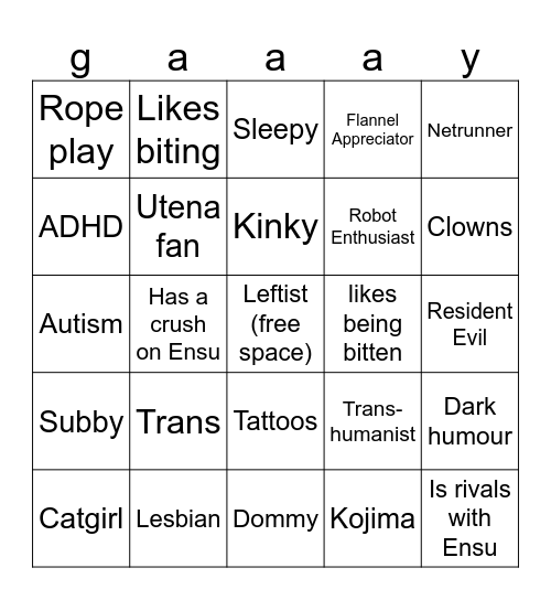 EnsuNet Census Bingo Card