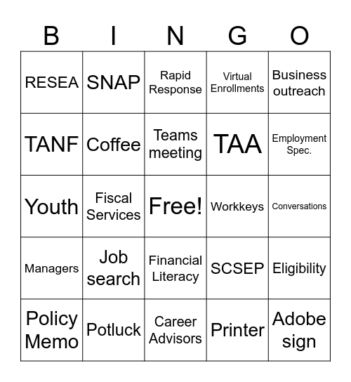 DLR Bingo Card