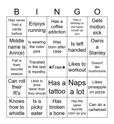 Find someone who... Bingo Card