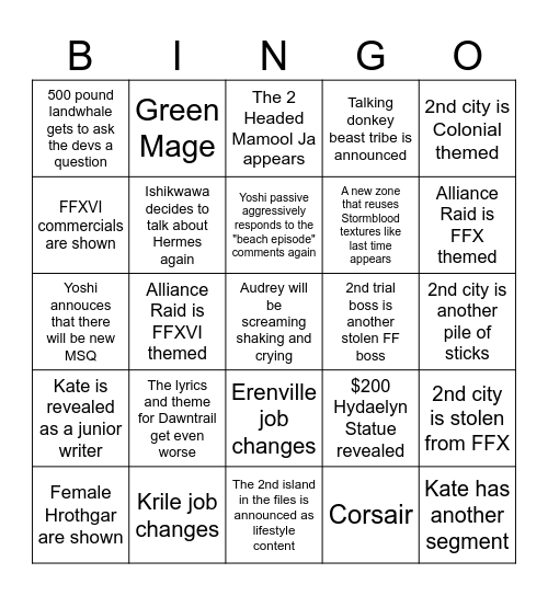 El Pinche Bingo Card