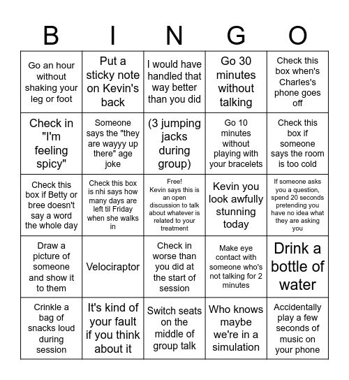 Mentally ill bingo Card