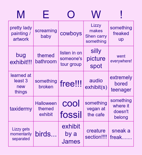 James Museum Bingo!!!! Bingo Card