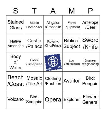 Topical Stamp Bingo Card