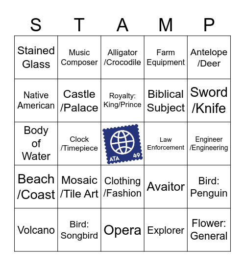 Topical Stamp Bingo Card