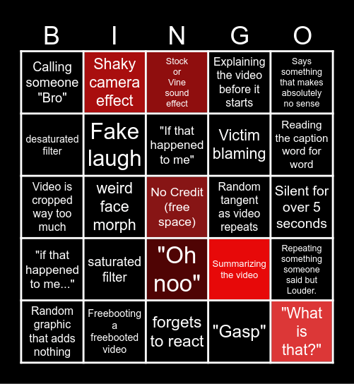 Sssniperwolf Bingo Card