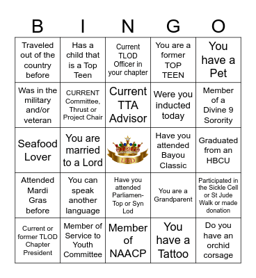 TLOD HUMAN Bingo Card