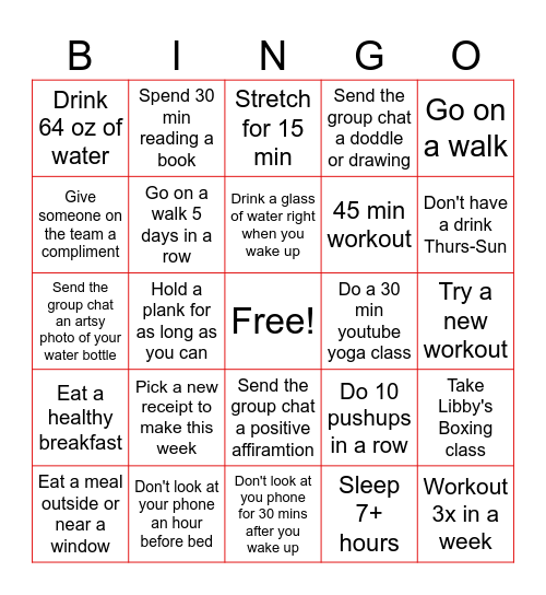 SEARCH HEALTHY BINGO Card