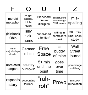 ACCTG 499 BINGO Card