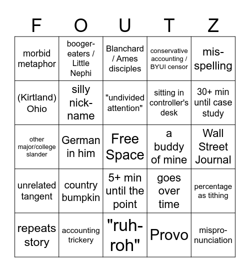 ACCTG 499 BINGO Card
