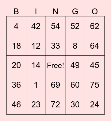 MoUntitled Bingo Card