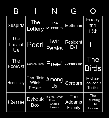 Halloween Bingo Card