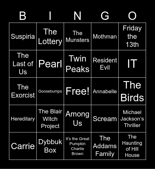 Halloween Bingo Card