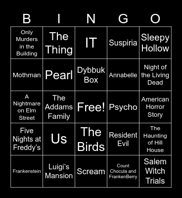 Halloween Bingo Card